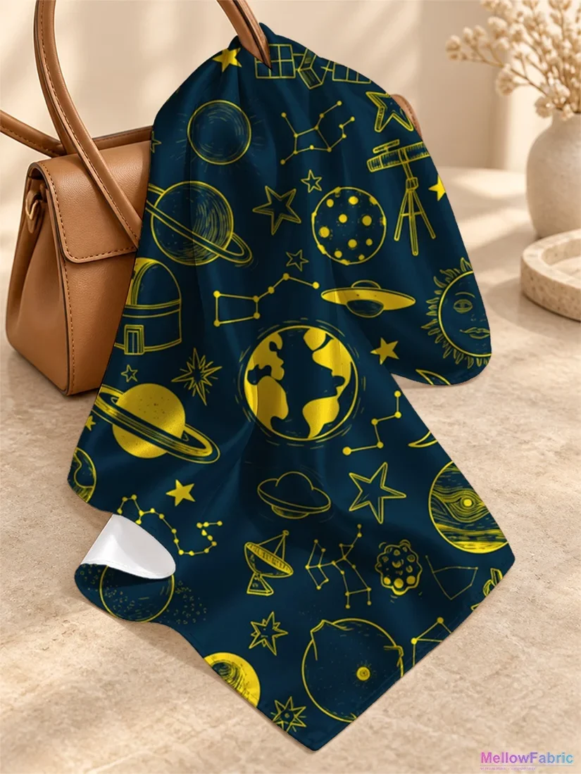 Платок женский космос с планетами и звездами 91×91 см