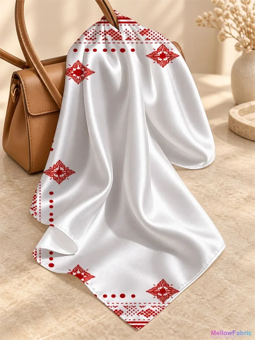 Платок женский с красным узором 91×91 см