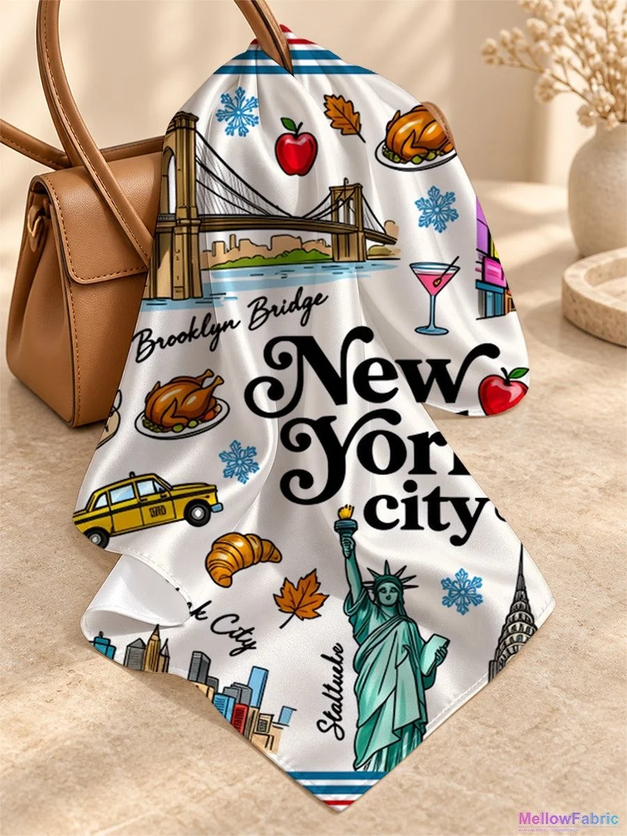Платок женский с Statue Liberty и Нью-Йорком 91×91 см