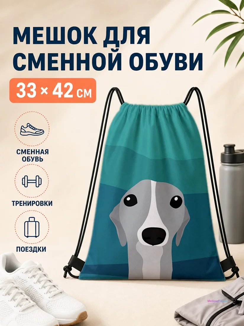 Мешок для сменной обуви с корги 33×42 см