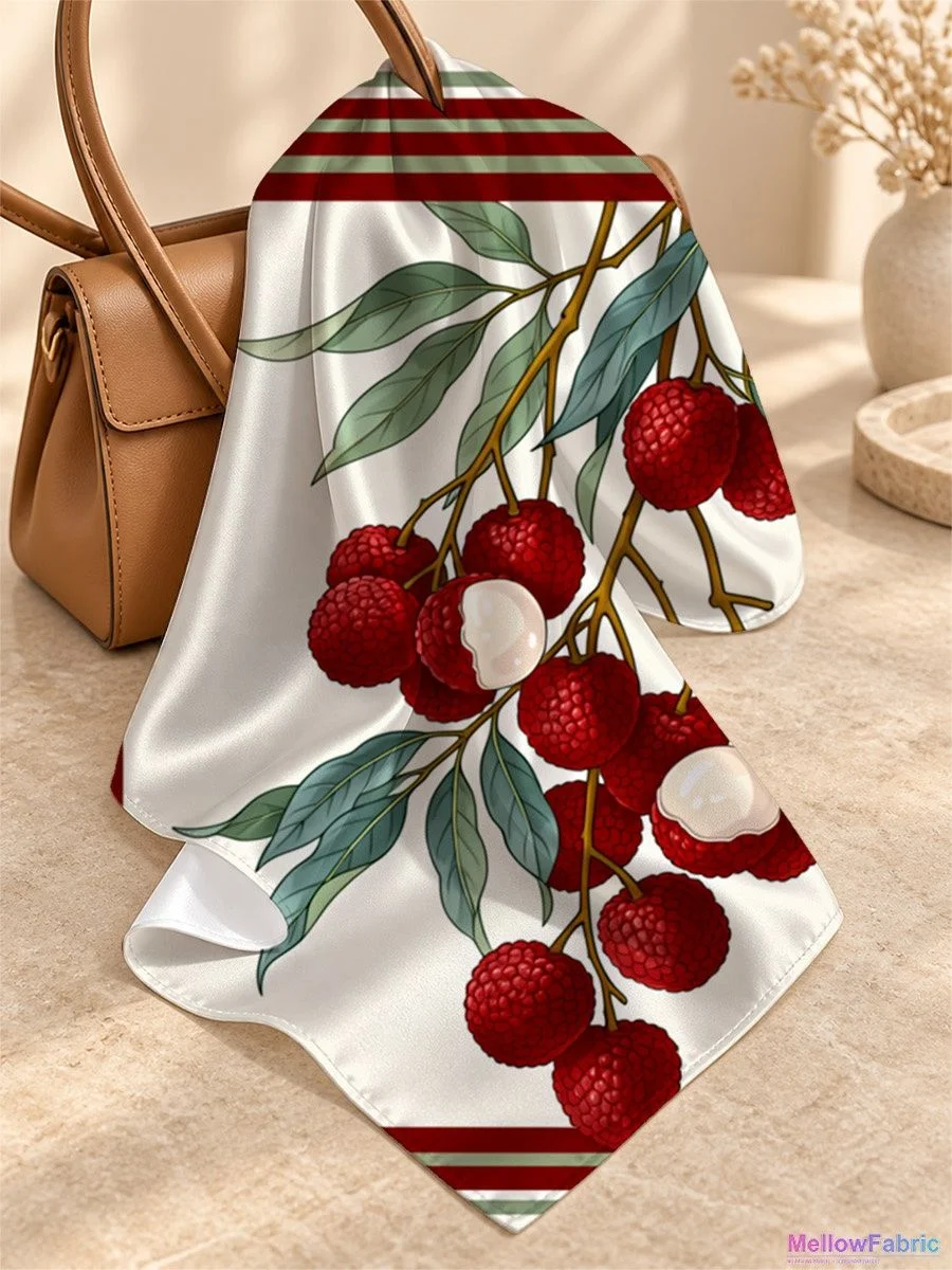 Платок женский с личи и листьями 91×91 см