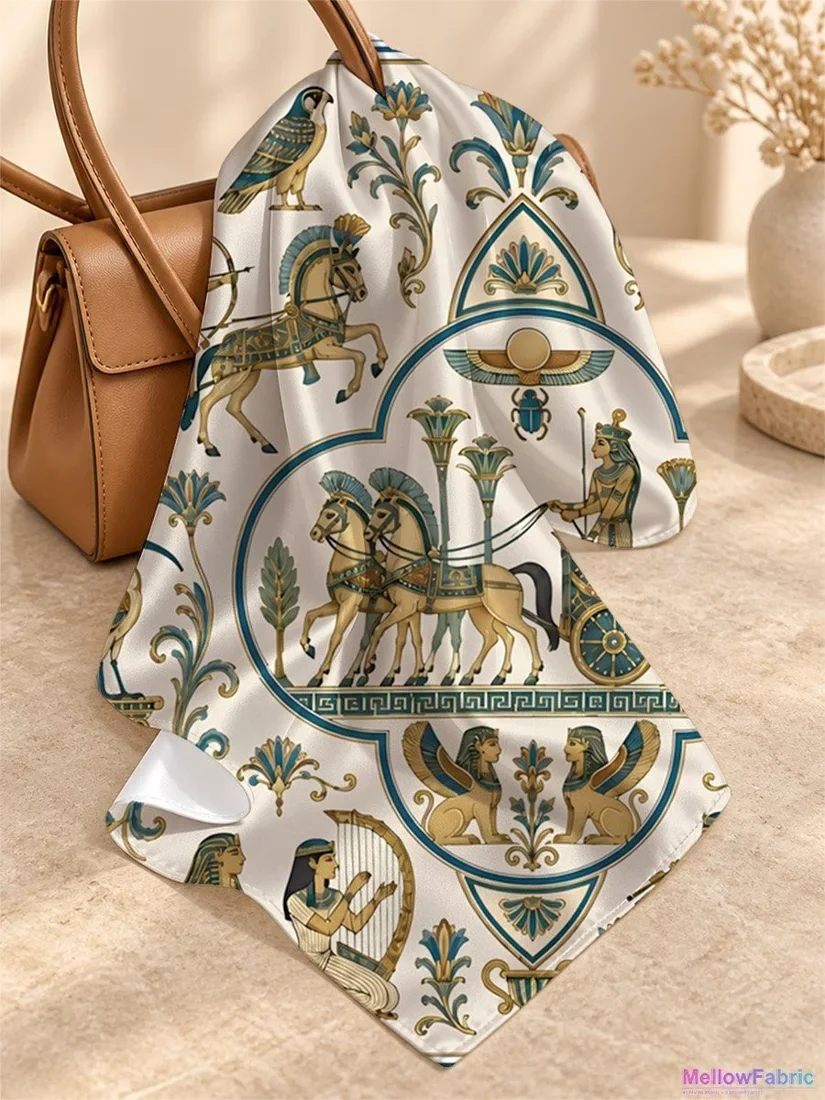 Платок женский с фараоном и колесницей 91×91 см