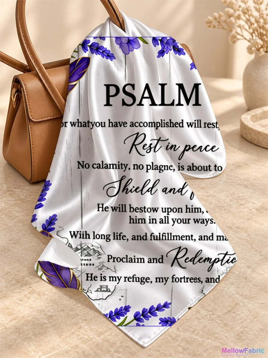Платок женский с птицами и текстом Psalm 91×91×91 см